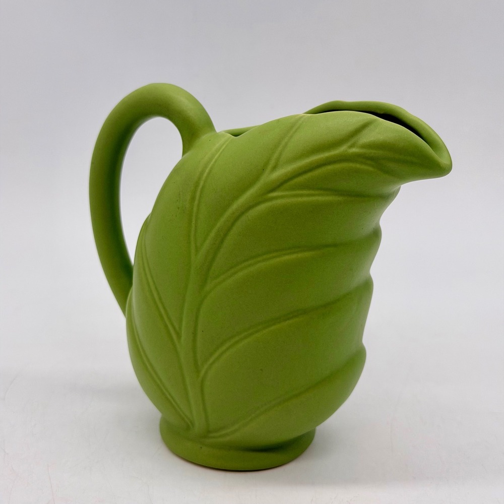 Unbranded Green Ceramic Leaf‎ Pitcher Matte Finish Decorative Creamer Excellent